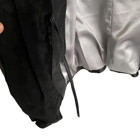 DANIER leather open front blazer jacket suede shawl collar black XS - Picture 11 of 15